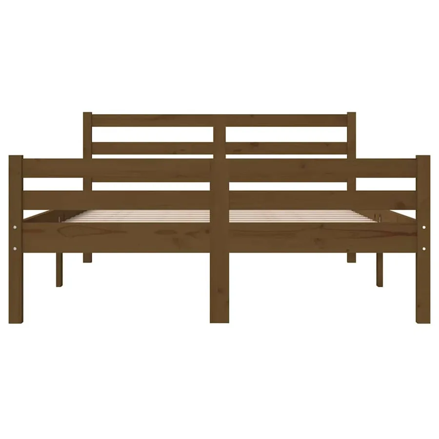 Cadre de lit sans matelas marron miel bois massif 150x200 cm - 5