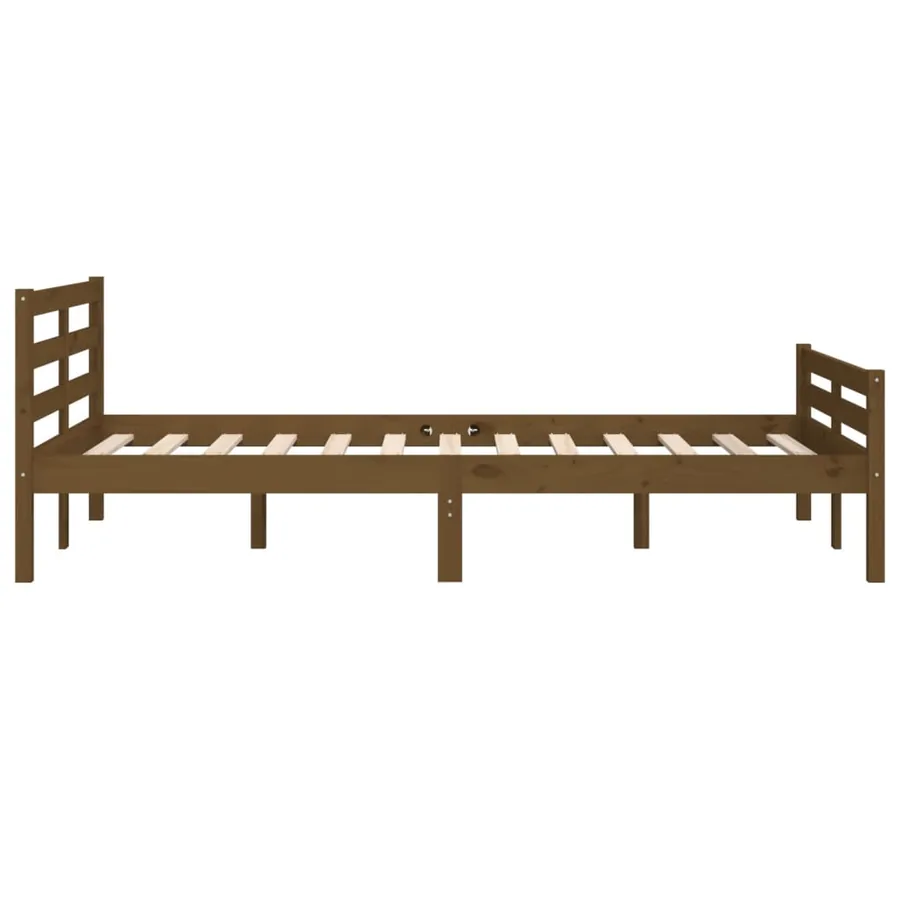 Cadre de lit sans matelas marron miel bois massif 150x200 cm - 6