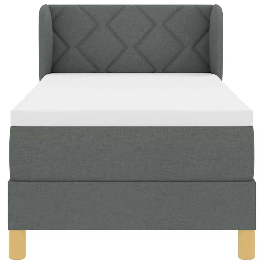 Lit à ressorts avec tête de lit Gris foncé 80 x 200 cm tissu - 7