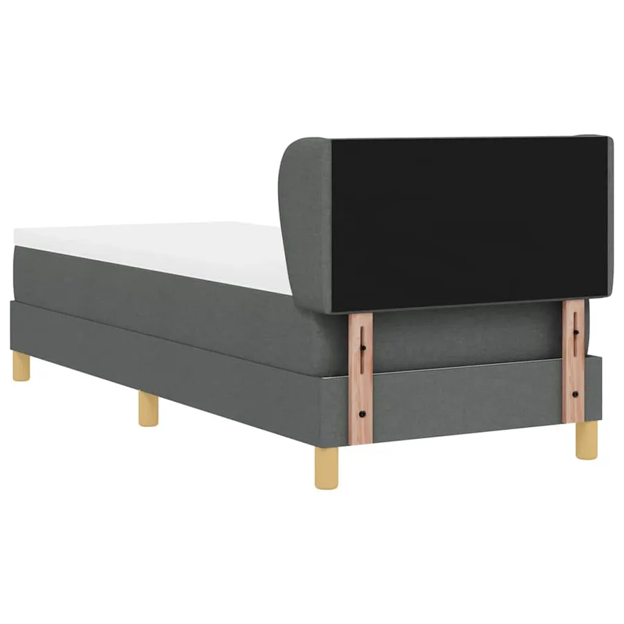 Lit à ressorts avec tête de lit Gris foncé 80 x 200 cm tissu - 9