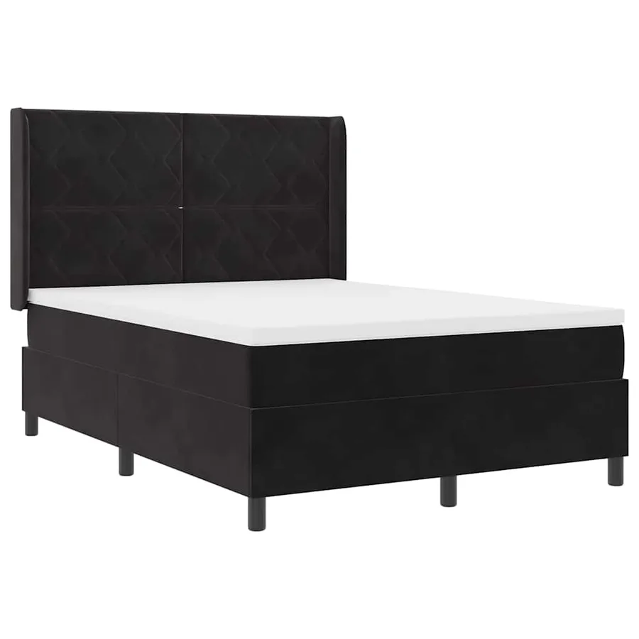 Lit à ressorts avec bandes LED Noir 140 x 190 cm Velours - 2