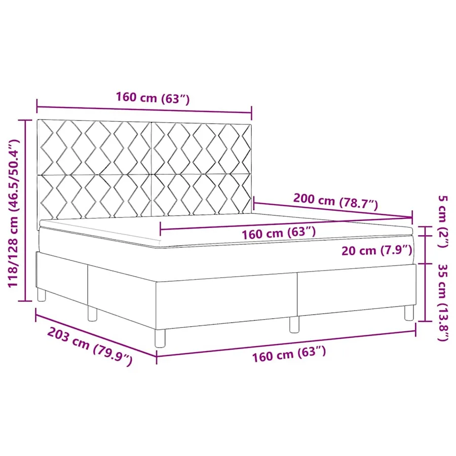 Lit à ressort LED Gris clair 160 x 200 cm tissu - 14