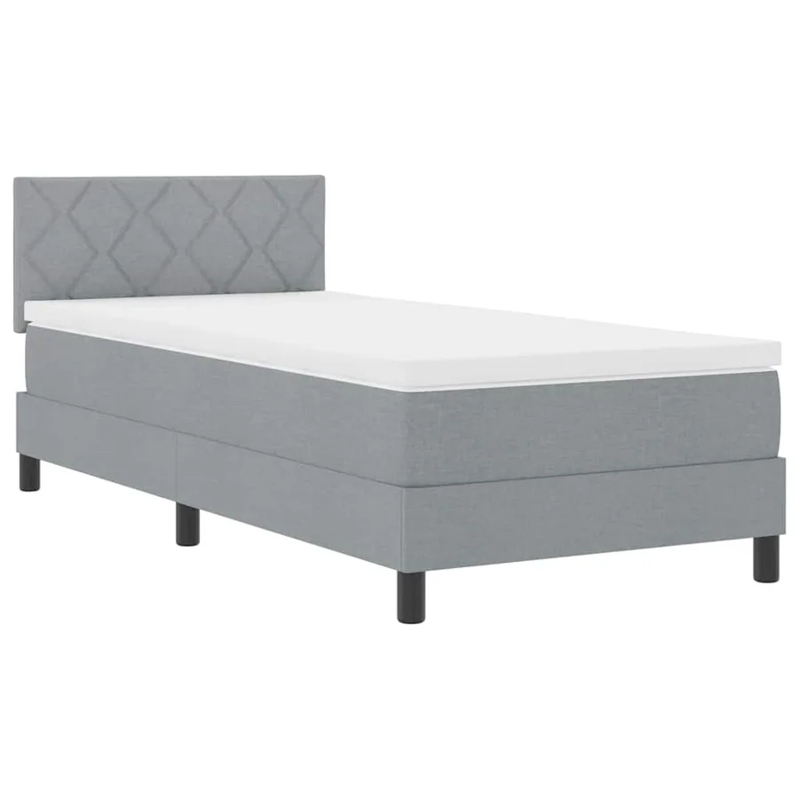 Lit à ressorts avec matelas Gris clair 90 x 190 cm tissu - 2