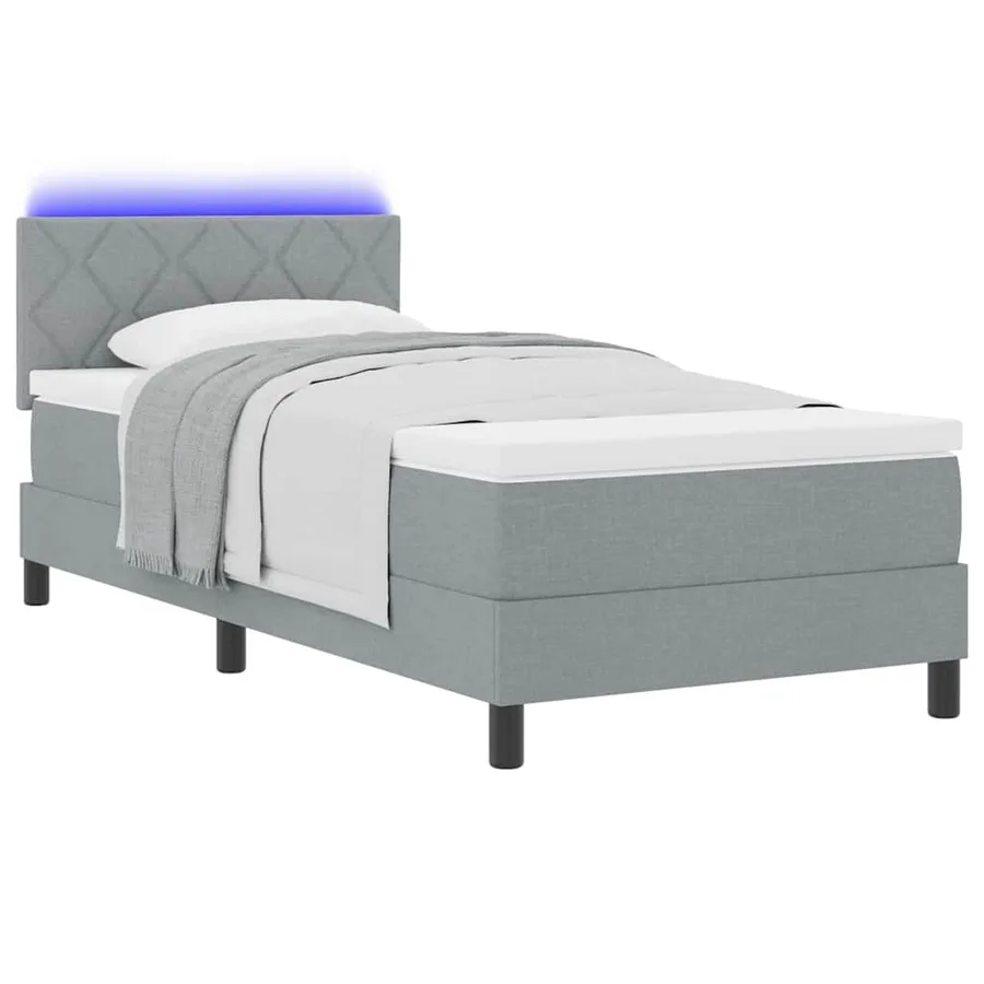 Lit à ressorts avec matelas Gris clair 90 x 190 cm tissu - 3