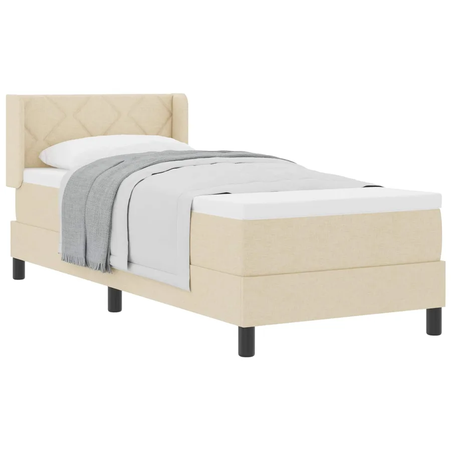 Lit à ressorts avec tête de lit Crème 200 x 80 cm tissu - 2