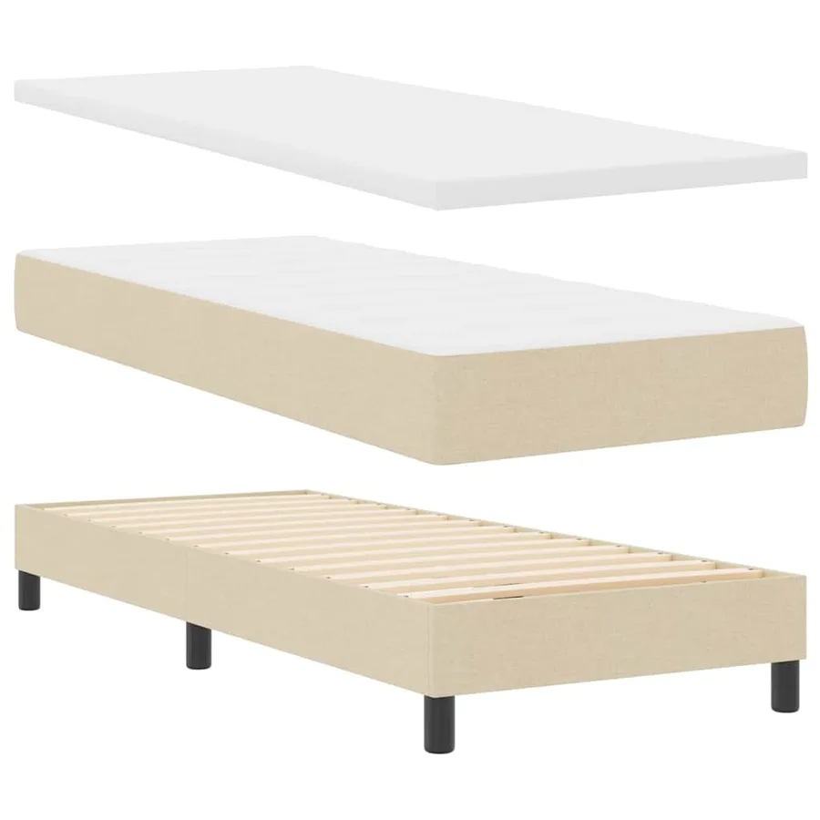 Lit à ressorts avec tête de lit Crème 200 x 80 cm tissu - 4