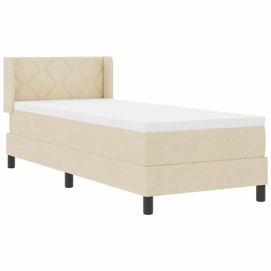 Lit à ressorts avec tête de lit Crème 200 x 80 cm tissu - 6