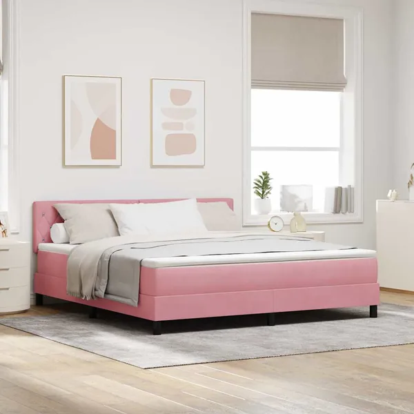 Lit à ressort LED avec matelas Rose 180 x 200 cm Velours