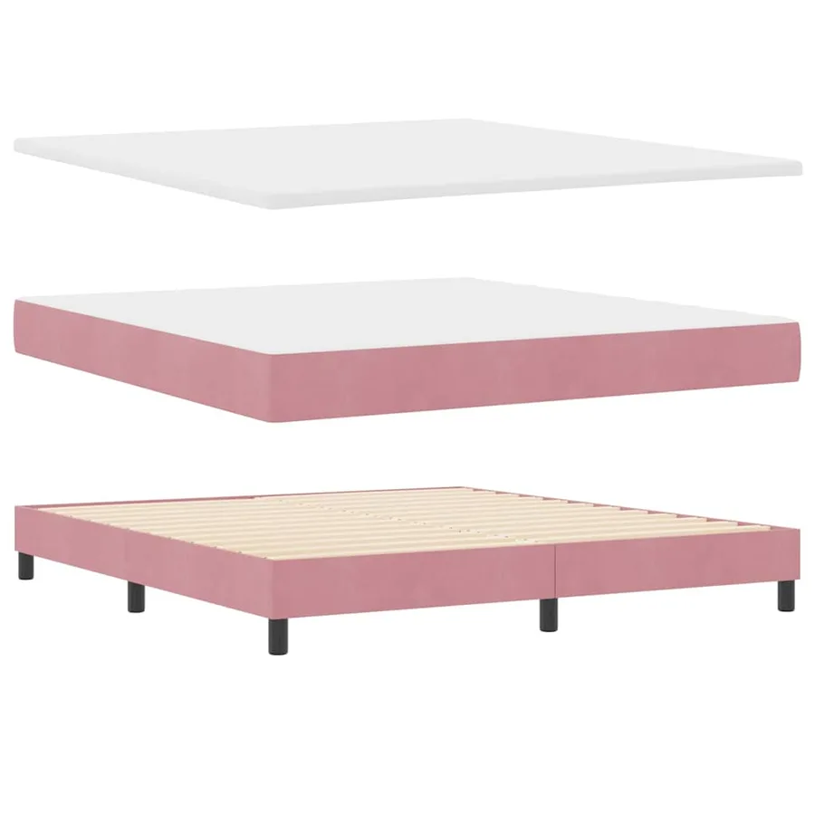 Lit à ressort LED avec matelas Rose 180 x 200 cm Velours - 6
