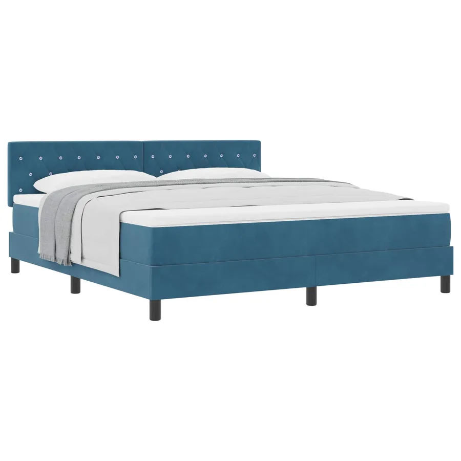 Lit à ressorts avec matelas Bleu foncé 180 x 200 cm Velours - 2
