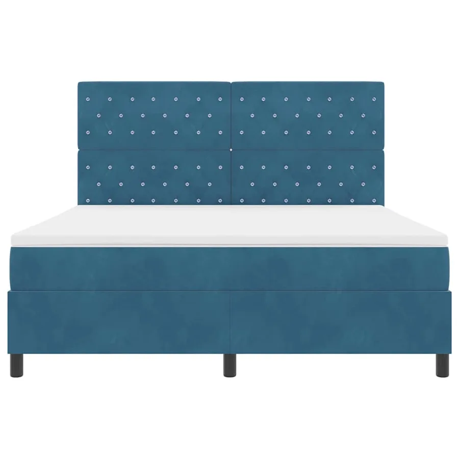 Lit à ressorts avec matelas Bleu foncé 180 x 200 cm Velours - 7