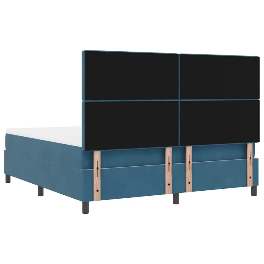 Lit à ressorts avec matelas Bleu foncé 180 x 200 cm Velours - 9