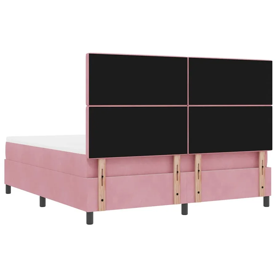 Lit à ressorts avec tête de lit Rose 200 x 180 cm Velours - 10
