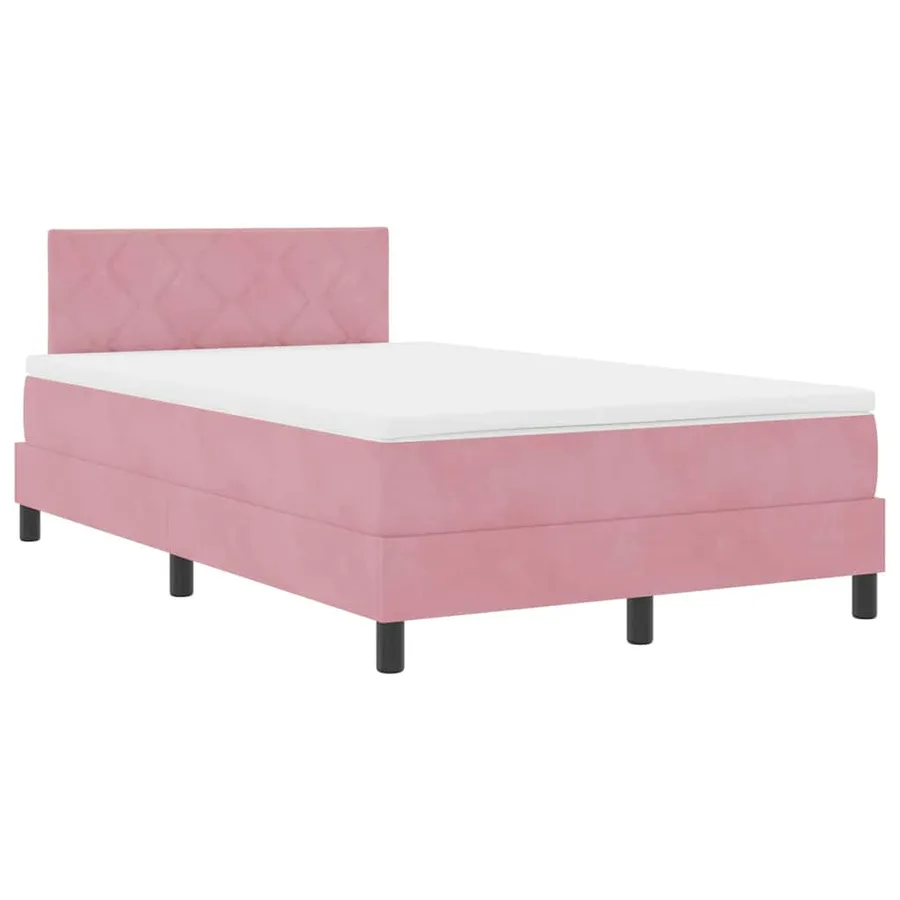 Lit à ressort LED avec bandes LED Rose 120 x 190 cm Velours - 2