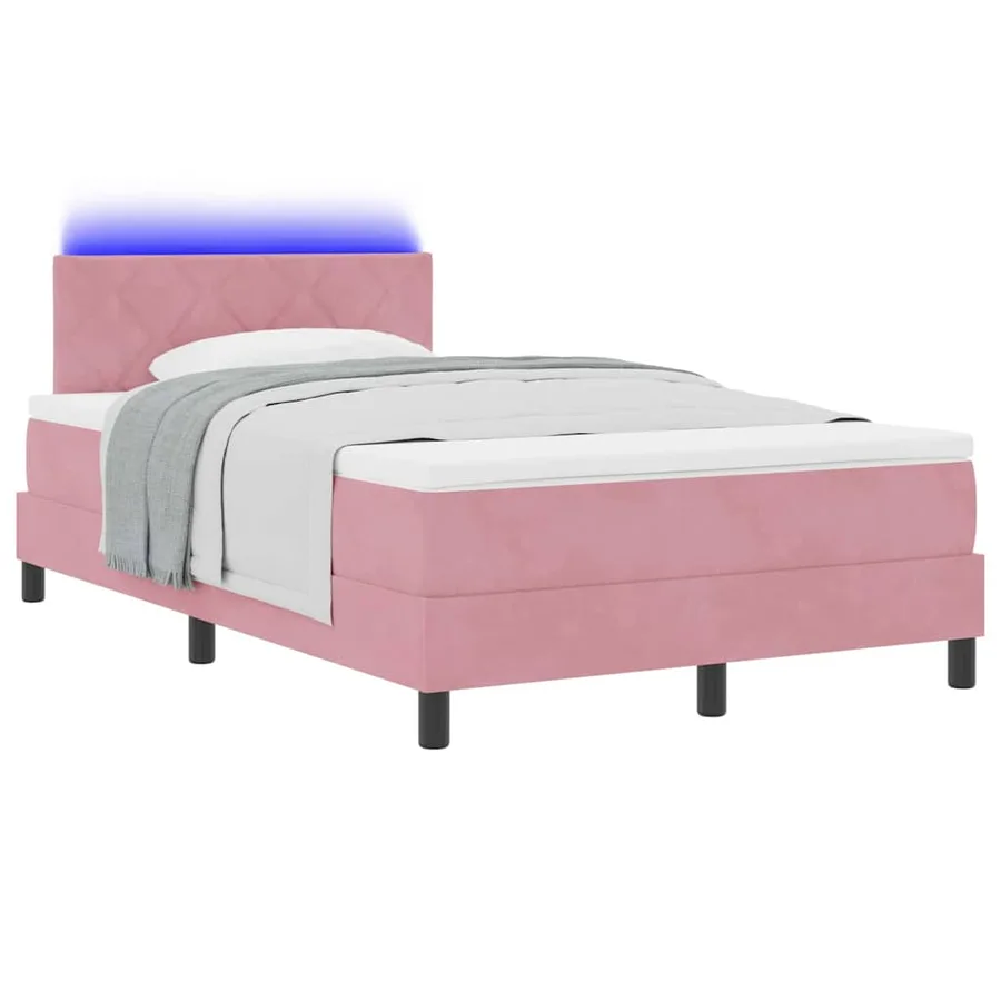 Lit à ressort LED avec bandes LED Rose 120 x 190 cm Velours - 3