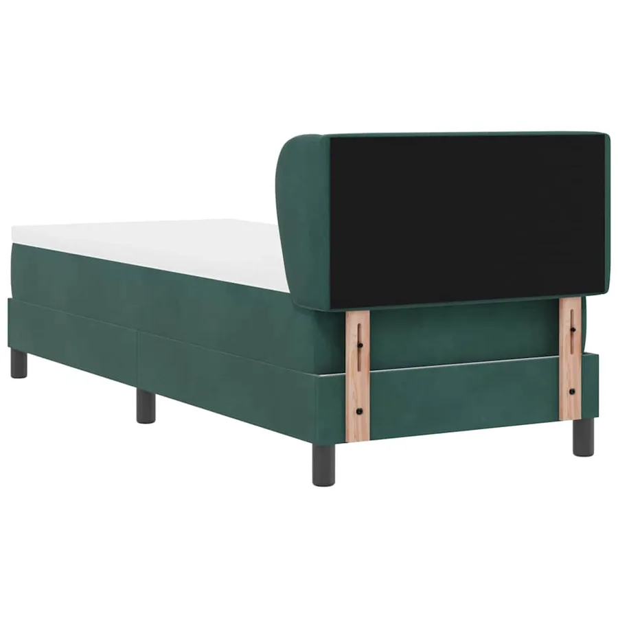 Lit à ressorts avec tête de lit Vert foncé 80 x 200 cm Velours - 9