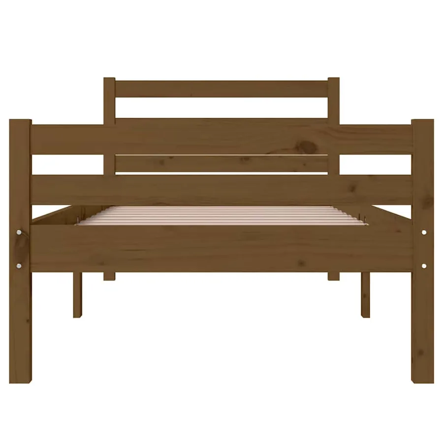 Cadre de lit sans matelas marron miel bois massif 75x190 cm - 5