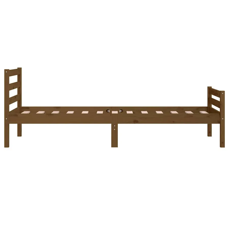 Cadre de lit sans matelas marron miel bois massif 75x190 cm - 6