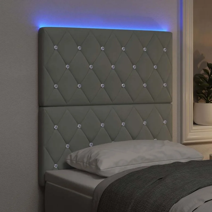 Tête de lit LED avec bandes LED Gris clair 80 cm Velours - 4