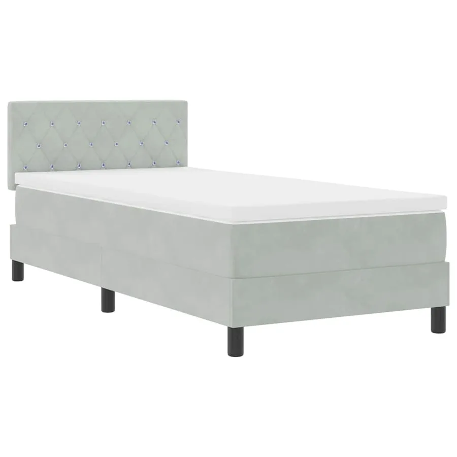Lit à ressorts avec matelas Gris clair 90 x 200 cm Velours - 4