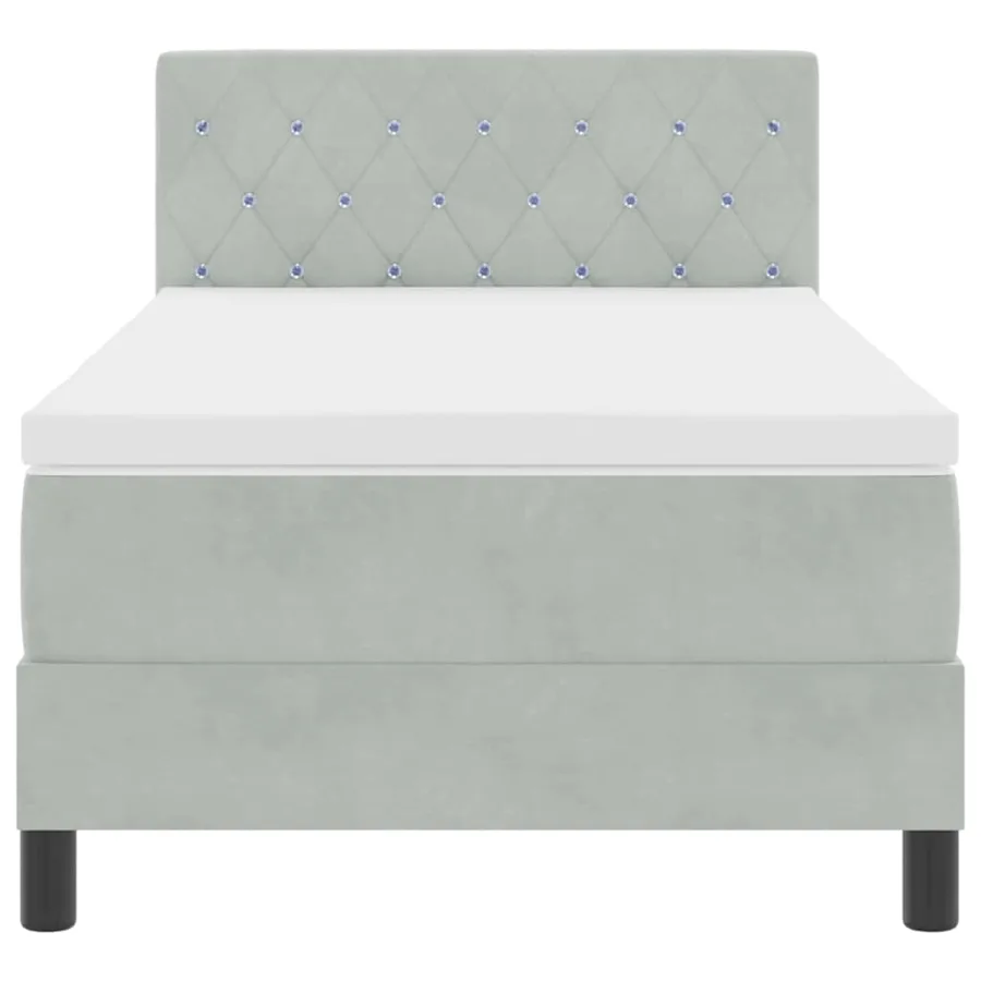 Lit à ressorts avec matelas Gris clair 90 x 200 cm Velours - 7
