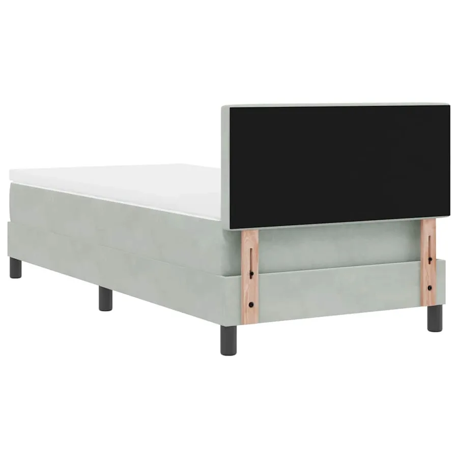 Lit à ressorts avec matelas Gris clair 90 x 200 cm Velours - 9
