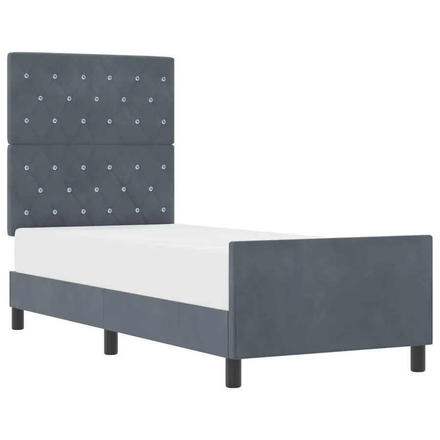 Lit à ressorts avec tête de lit Gris foncé 80 x 200 cm Velours - 2