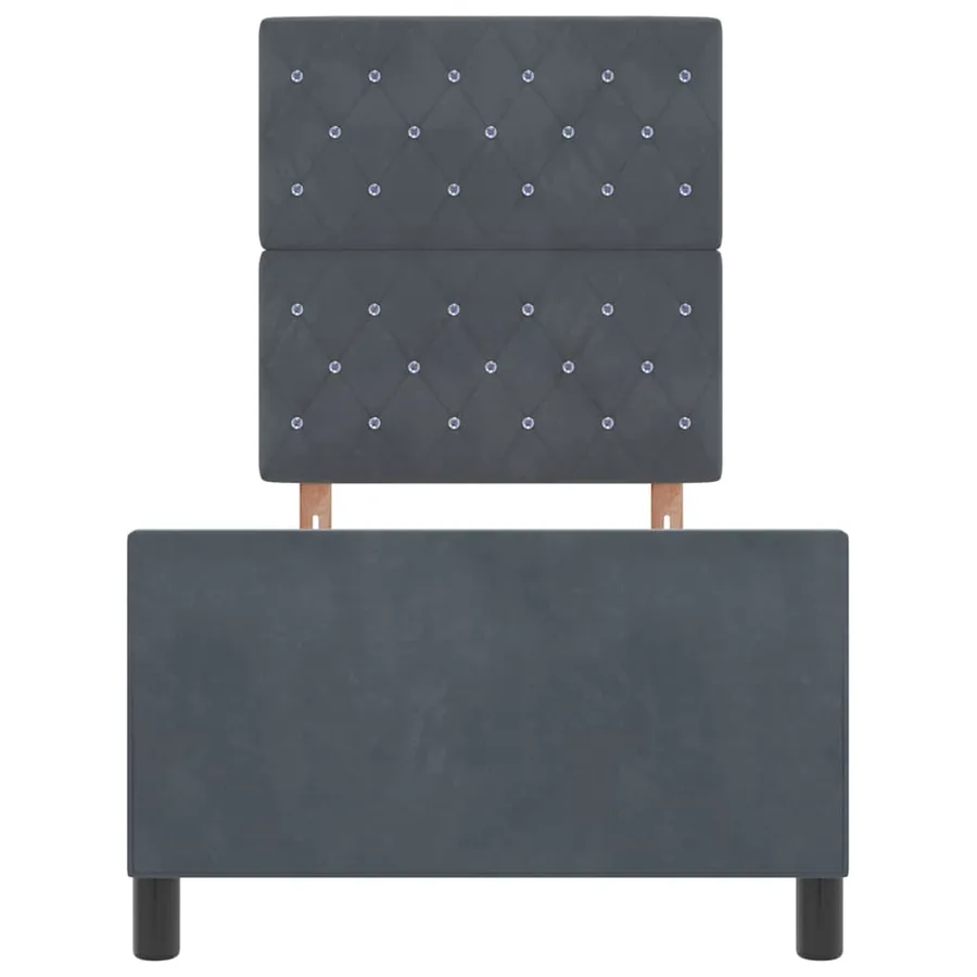 Lit à ressorts avec tête de lit Gris foncé 80 x 200 cm Velours - 7