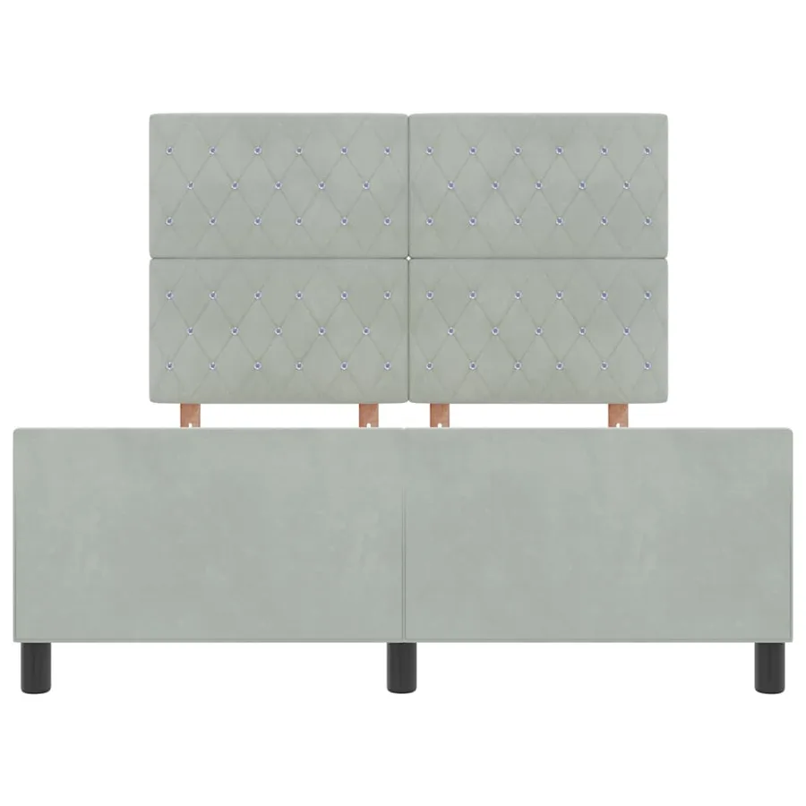 Lit à ressorts avec tête de lit Gris clair 140 x 190 cm Velours - 7