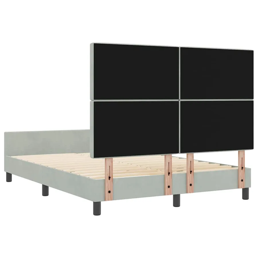 Lit à ressorts avec tête de lit Gris clair 140 x 190 cm Velours - 9