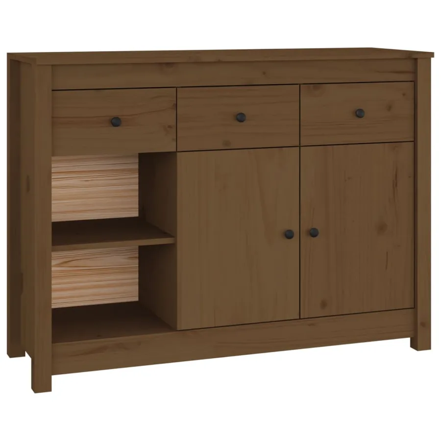 Buffet Marron miel 100x35x74 cm Bois massif de pin - 2
