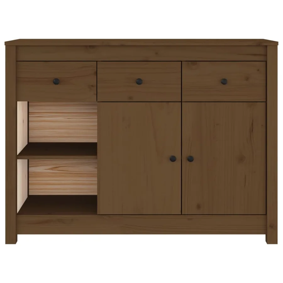Buffet Marron miel 100x35x74 cm Bois massif de pin - 6