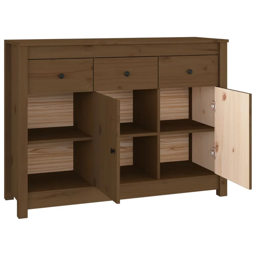 Buffet Marron miel 100x35x74 cm Bois massif de pin - 7