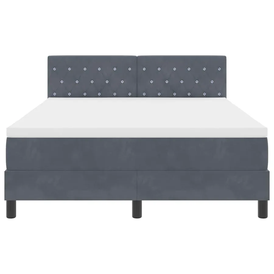 Lit à ressorts avec matelas Gris foncé 140 x 200 cm Velours - 7