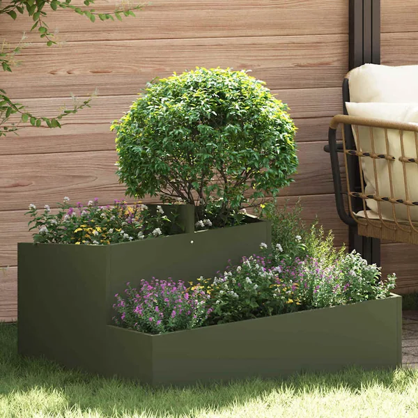 Cache-pot de jardin Vert olive 80 x 80 x 50 cm