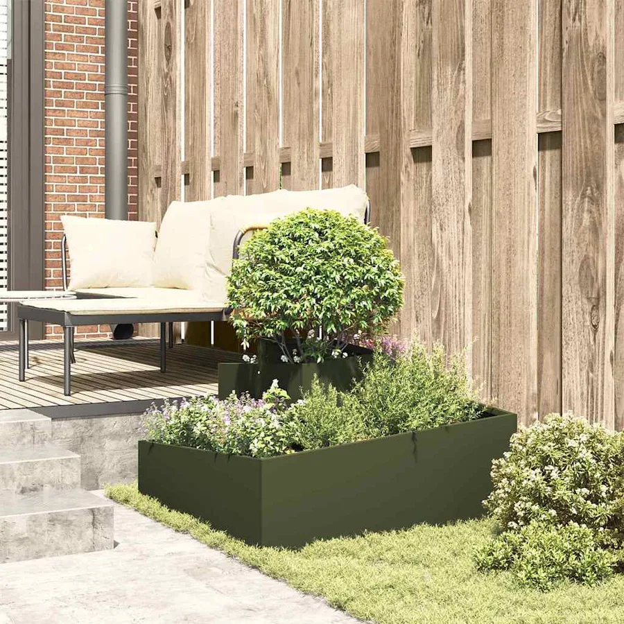 Cache-pot de jardin Vert olive 80 x 80 x 50 cm - 4