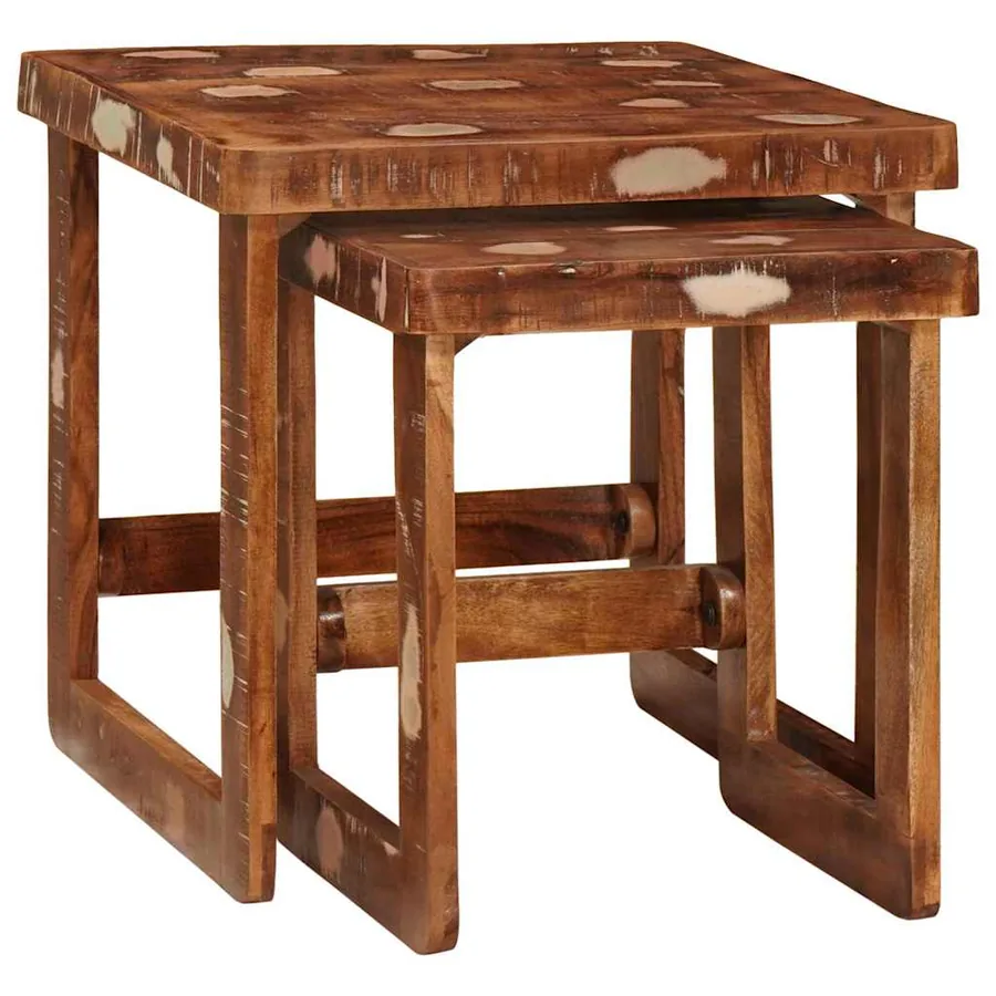 Tables gigognes 2 pcs 46 x 46 x 45 cm Bois Recyclé Solide