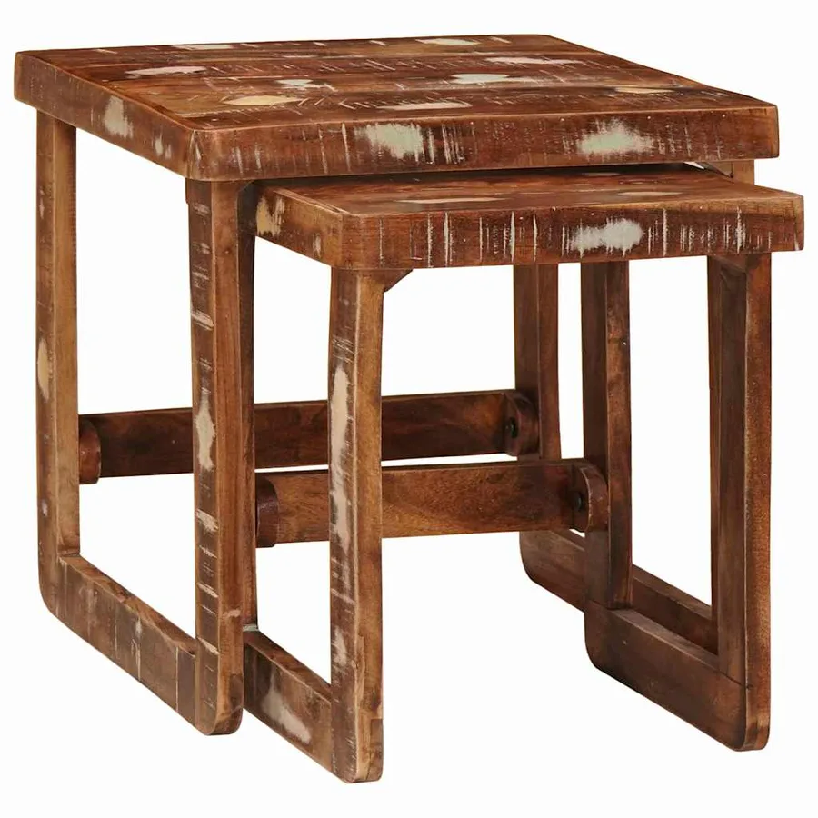 Tables gigognes 2 pcs 46 x 46 x 45 cm Bois Recyclé Solide - 2