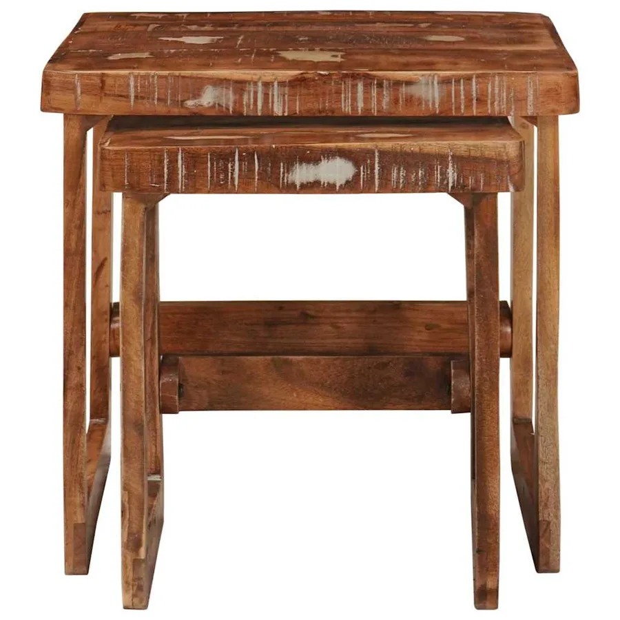 Tables gigognes 2 pcs 46 x 46 x 45 cm Bois Recyclé Solide - 4