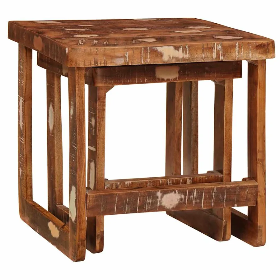 Tables gigognes 2 pcs 46 x 46 x 45 cm Bois Recyclé Solide - 6