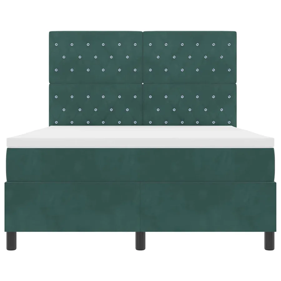 Lit à ressorts avec matelas Vert foncé 140 x 190 cm Velours - 7