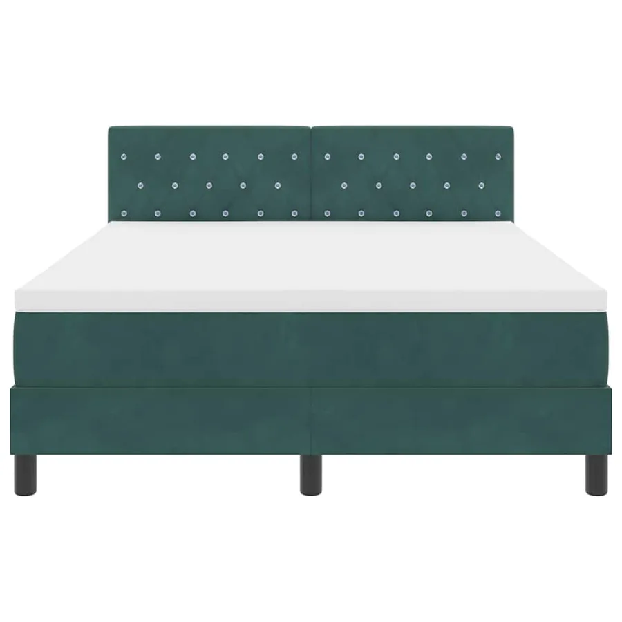Lit à ressorts avec matelas Vert foncé 140 x 190 cm Velours - 7