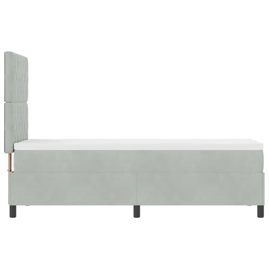 Lit à ressort LED avec matelas Gris clair 80 x 200 cm tissu - 9