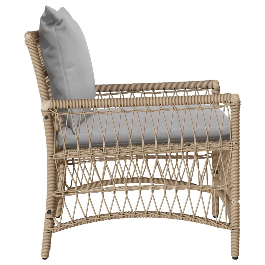 Chaise de jardin avec coussin Beige 73 x 61 x 77 cm polyrotin - 5