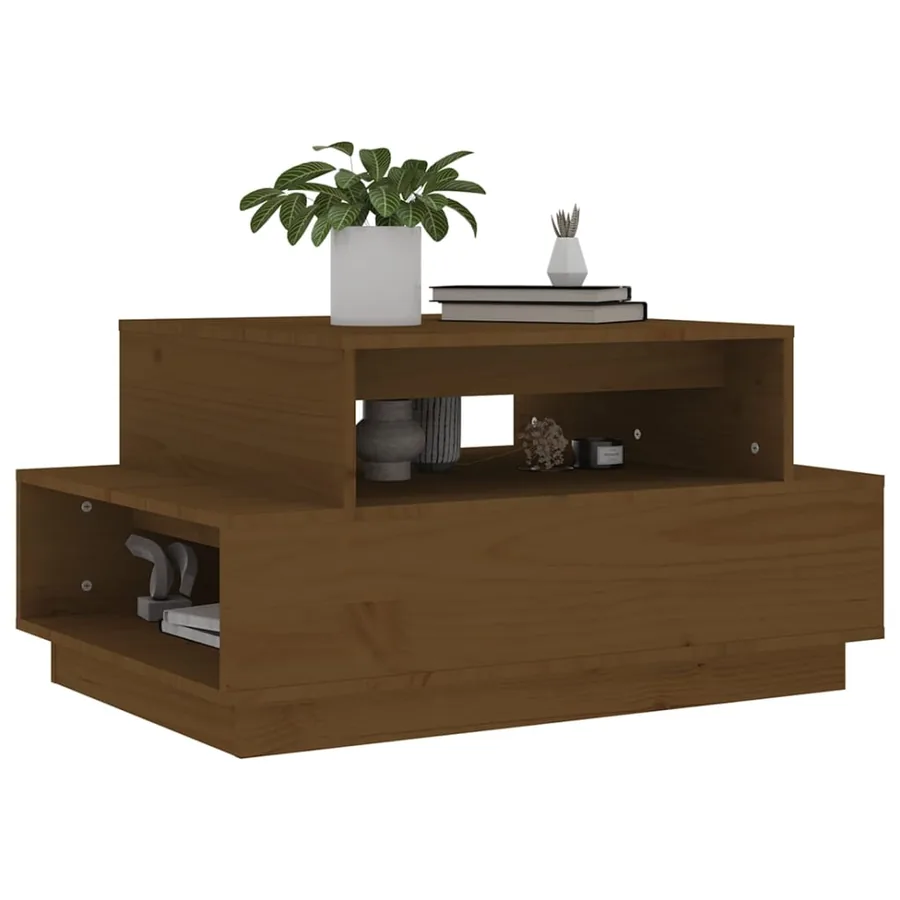 Table basse Marron miel 80x55x40,5 cm Bois massif de pin - 4
