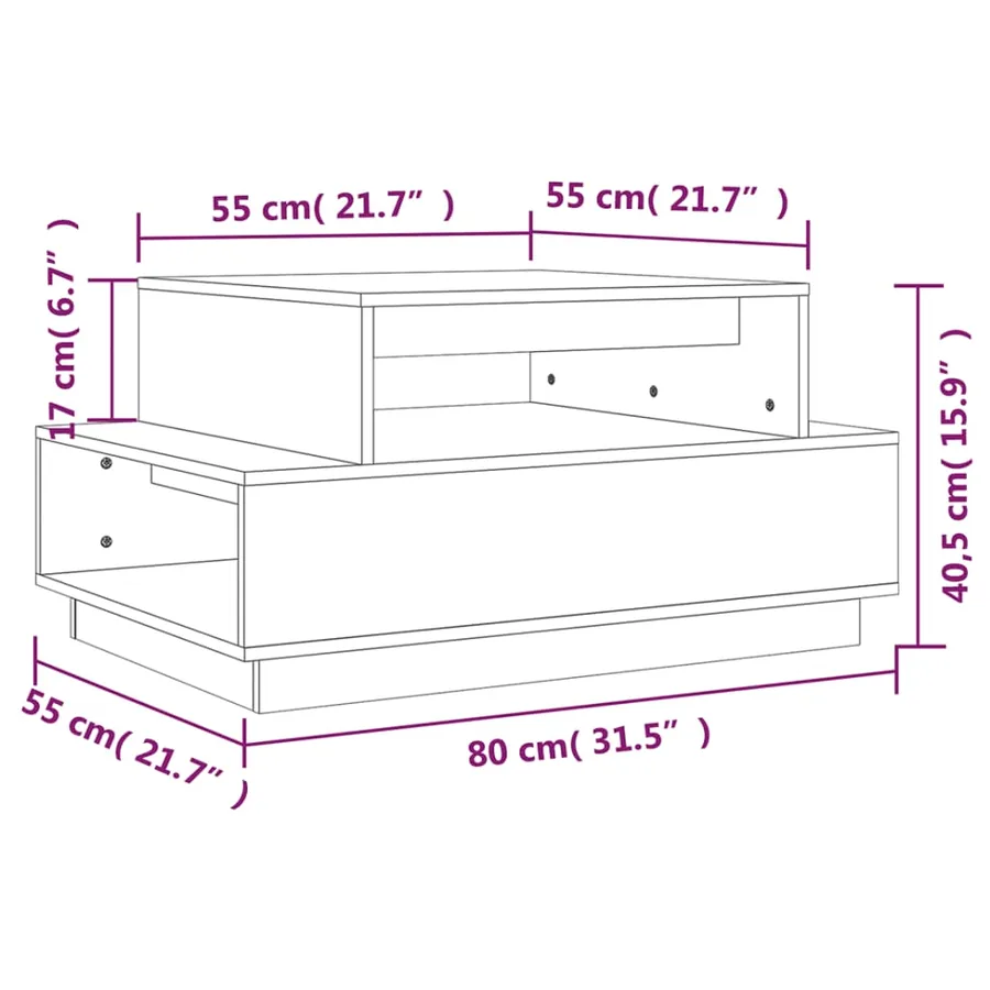 Table basse Marron miel 80x55x40,5 cm Bois massif de pin - 8