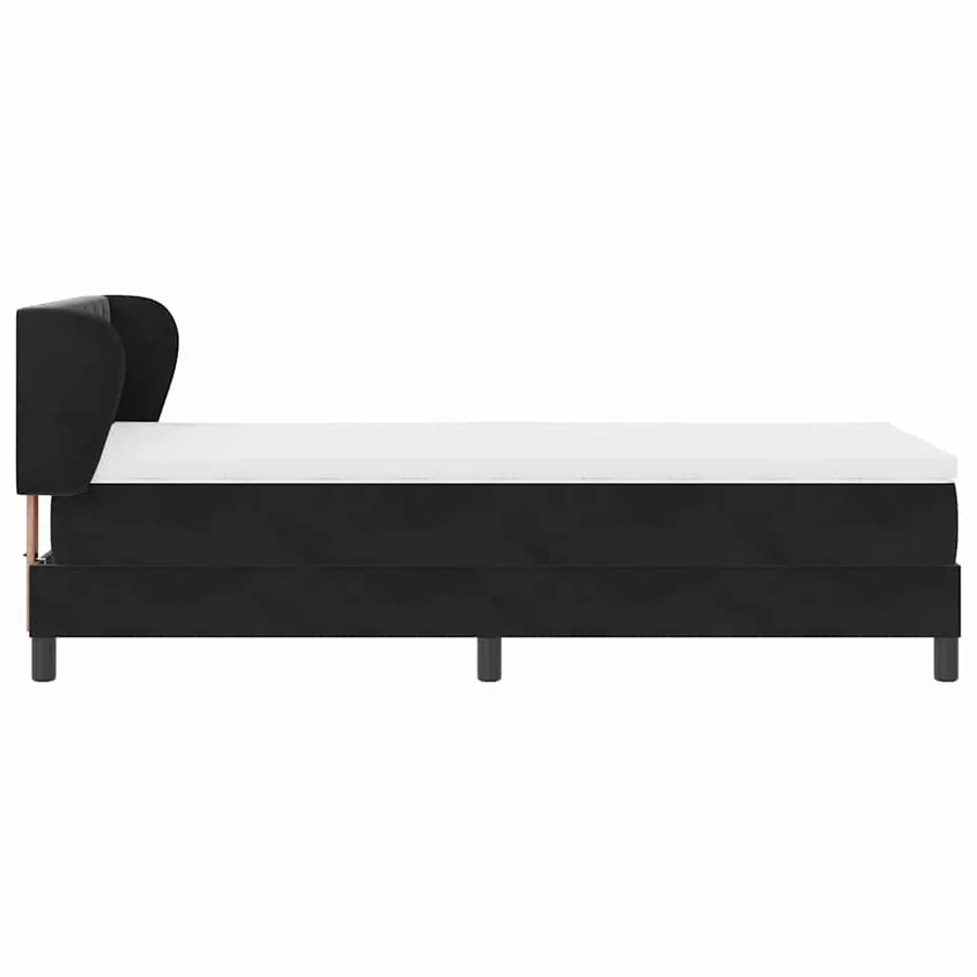 Lit à ressorts avec tête de lit Noir 100 x 200 cm Velours - 7