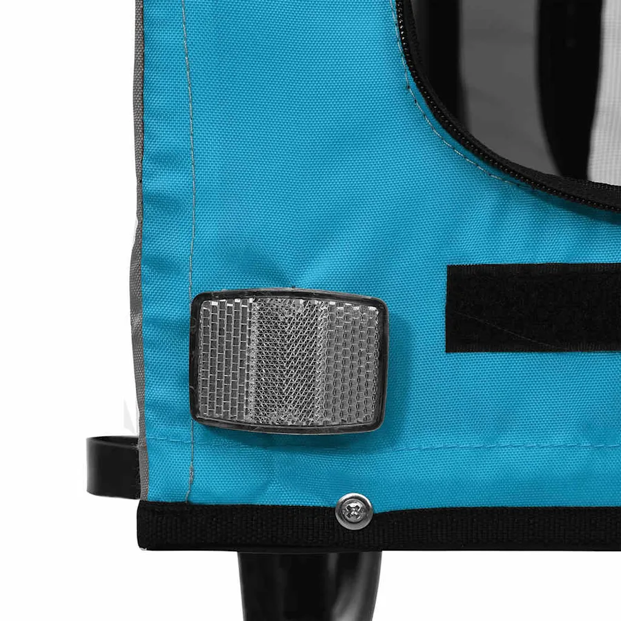 Remorque pour vélo pour animaux en tissu Oxford bleu et gris et fer - 11