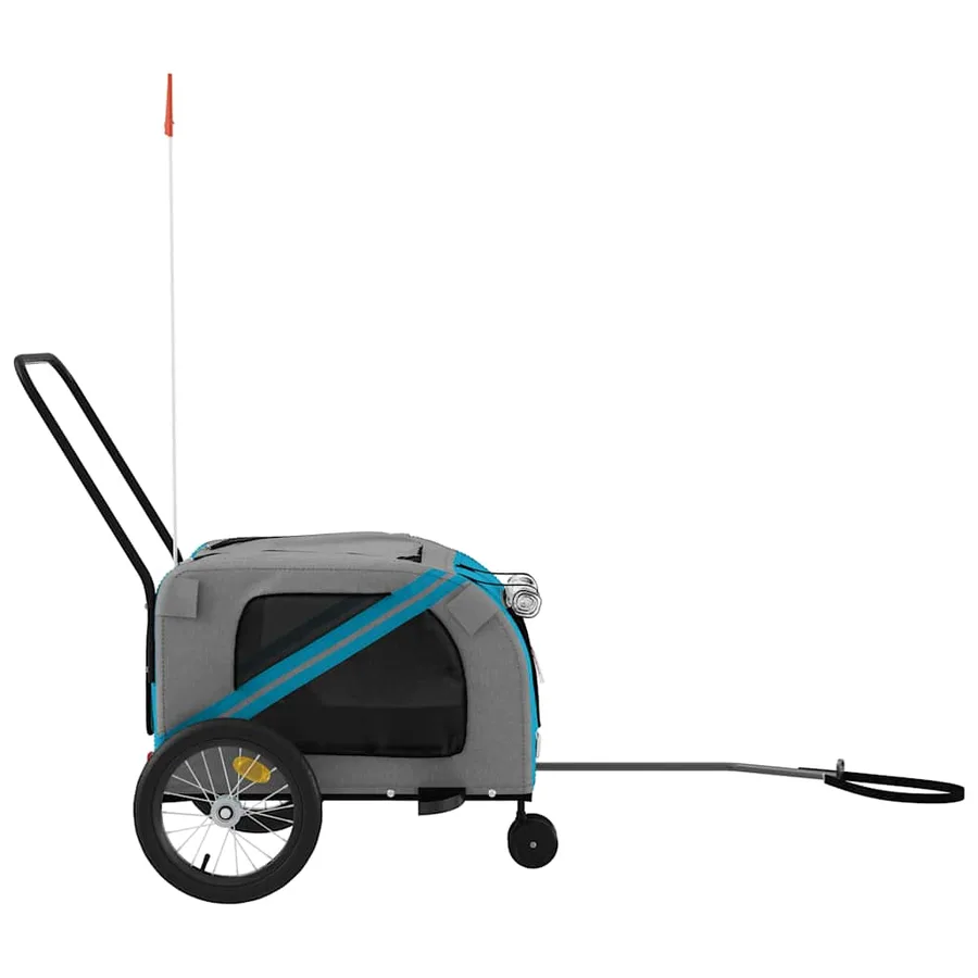 Remorque pour vélo pour animaux en tissu Oxford bleu et gris et fer - 6