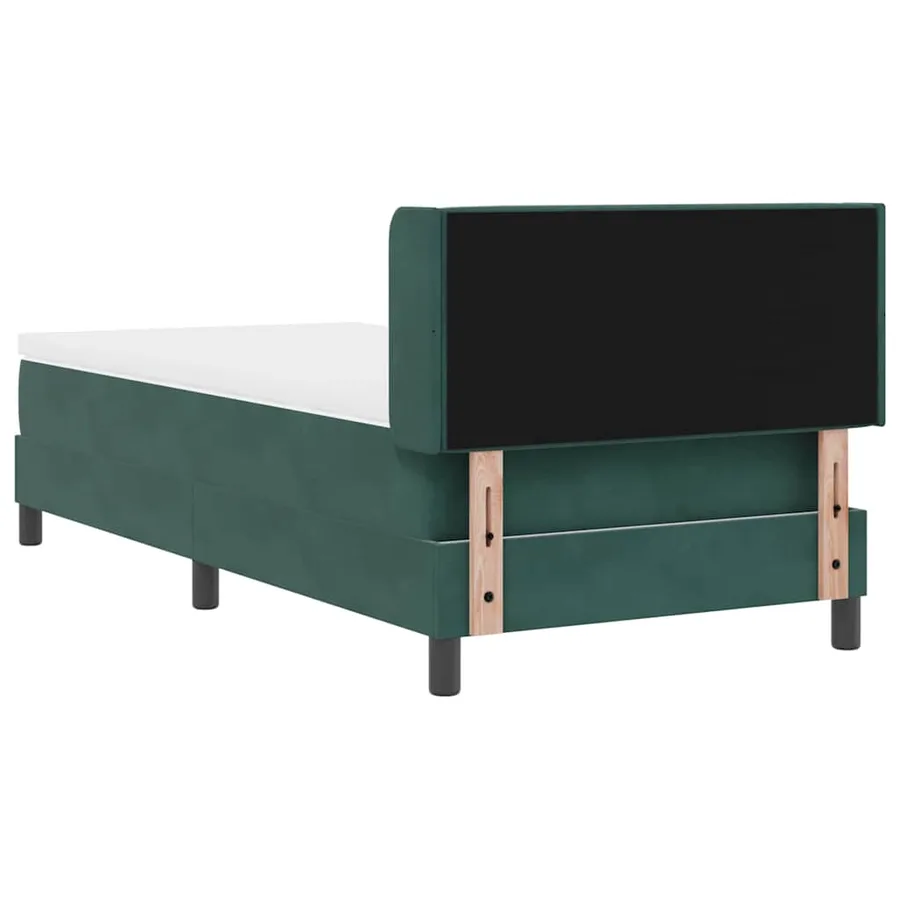Lit à ressorts avec tête de lit Vert foncé 200 x 100 cm Velours - 9